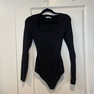Abercrombie & Fitch Black Fitted Long Sleeve Bodysuit